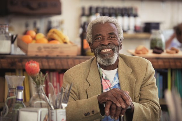 Louis representing elderly users of GSK products in restaurant